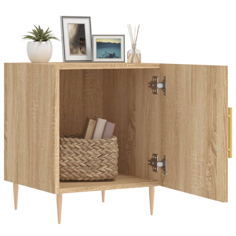 Vidaxl Set 2 Nachttische Modern Skandinavisch in Sonoma-Eiche aus Holzwerkstoff und Metall, B/T/H: 40 x 40 x 50 cm - Bild 6