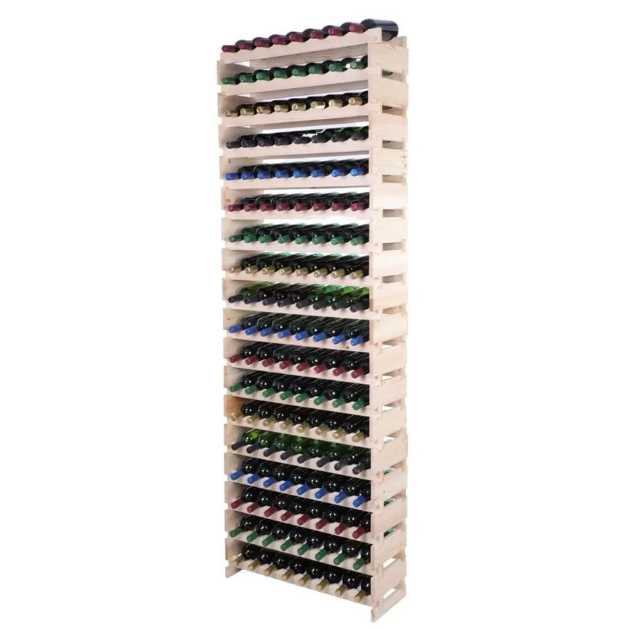 PROREGAL Weinregal VINOTECA FLEX aus massivem Kiefernholz, Natur unbehandelt, braun, H x B x T: 247 x 84 x 28 cm, Platz für 144 Flaschen auf 18 Ebenen - Bild 2