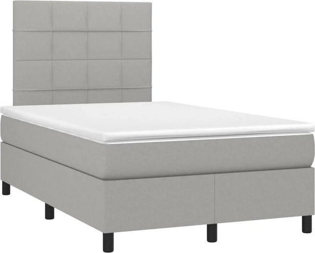 vidaXL Hybrid-Boxspringbett mit Matratze und LED-Unterbettbeleuchtung in Hellgrau, B/T/H: 120 x 200 cm - Bild 1