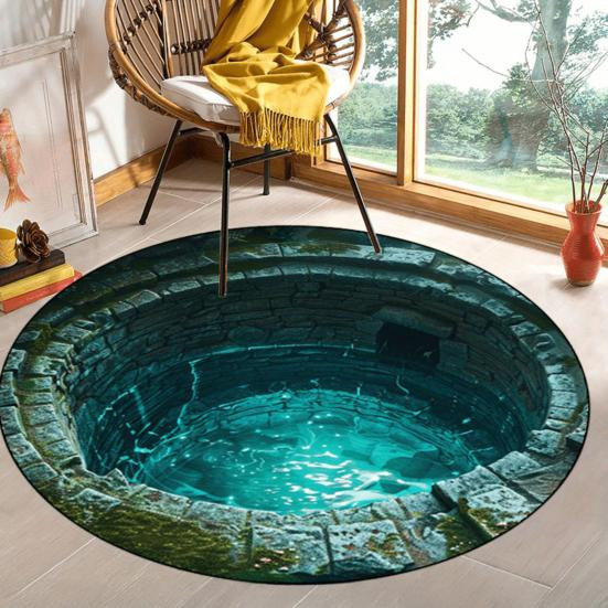 Home Textile Star 3D Loch Teppich mit realistischer Optik, runder Bereichsteppich aus Polyester, waschbar und rutschfest, Multicolour, Durchmesser: 40 cm - Bild 7