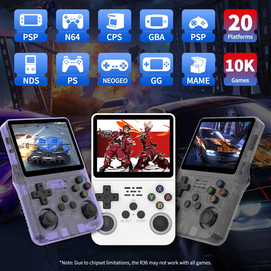 AISLPC R36S Retro Handheld Videospielkonsole in Rot mit 3,5 Zoll IPS Bildschirm und 64 GB Speicher - Bild 3