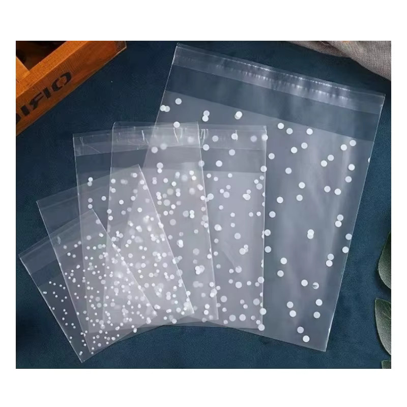 100 Stück transparente Zellophanbeutel aus Kunststoff mit Punktmuster, selbstklebende Beutel für Süßigkeiten und DIY-Geschenkverpackungen - Bild 7