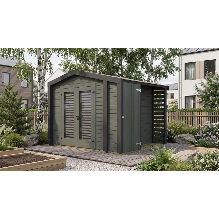 Weka Gartenhaus Killarney Satteldach Anthrazit-Grün B/T/H: 311 x 250 x 241 cm - Bild 2