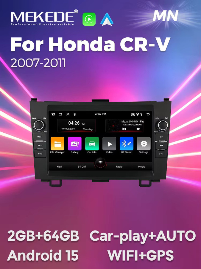 MEKEDE Android 15 Autoradio mit 8 Zoll Display für Honda CR-V 2006-2011, Carplay GPS-Navigation und WIFI, Schwarz - Bild 5