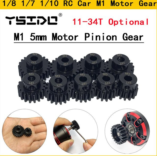 YSIDO Stahl-Metall-Zahnräder, für RC-Modellauto-Motoren, Schwarz - Bild 1