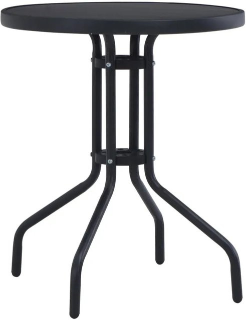 vidaXL Gartentisch modern aus Stahl und Glas in Schwarz, Durchmesser: 80 cm, Höhe: 72 cm - Bild 1