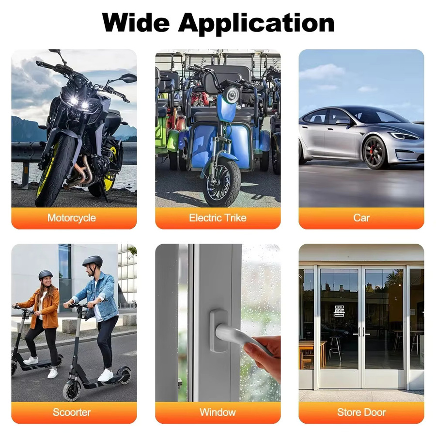 Awapow Drahtloser Vibrationsalarm mit Fernbedienung für Fahrrad, Motorrad, Tür und Fenster, 110dB, Schwarz - Bild 6