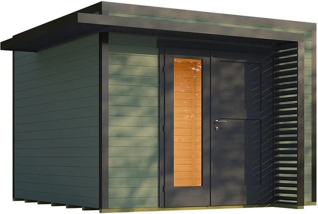 Weka Gartenhaus Amberley aus Holz mit Flachdach und integriertem Fenster in Graugrün/Anthrazit, B/T: 300 x 300 cm - Bild 1