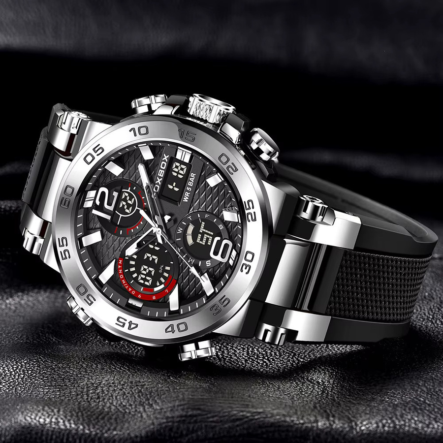 LIGE Armbanduhr, Quarz, Edelstahl, Schwarz, Herren - Bild 3