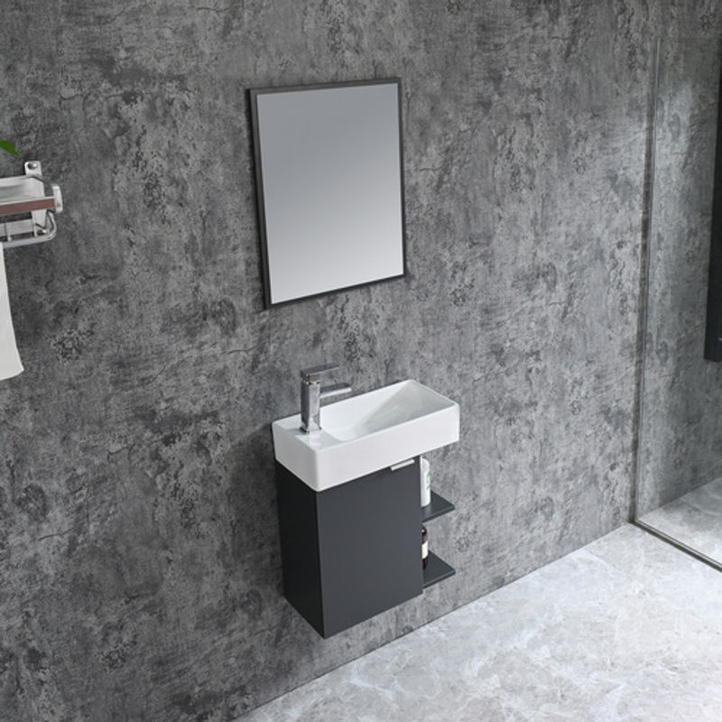 Sanotechnik Spring Badezimmer-Set in Grau bestehend aus Unterschrank Waschbecken und Spiegel B: 50 cm, H: 60 cm - Bild 4