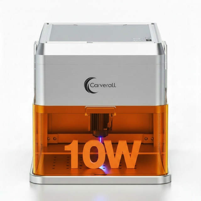 Carverall Geschlossene Lasergravurmaschine mit Kamera und Luftunterstützung, 5W/10W, Sicherheitsklasse 1, inklusive Abluftventilator und Software für DIY-Projekte - Bild 1
