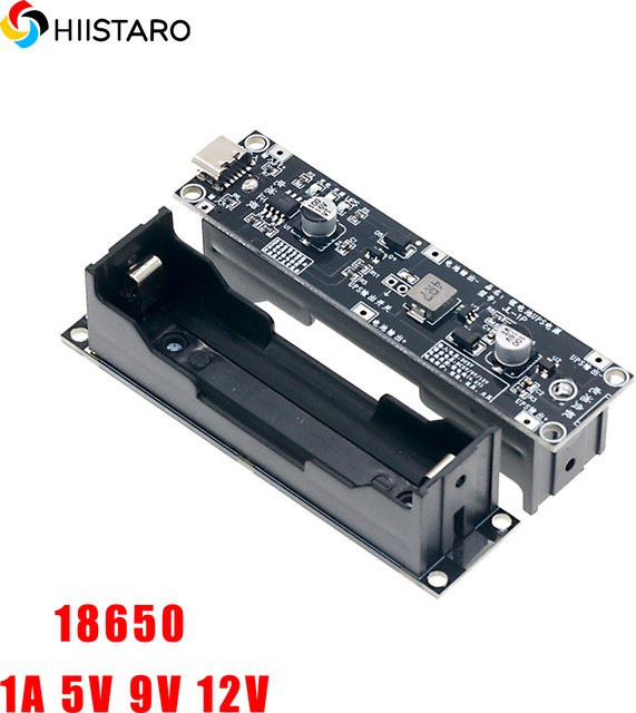 18650 Lithium-Batterie-Boost-Aufwärtsmodul für 5 V, 9 V oder 12 V mit 1 A, USV-Modul zum gleichzeitigen Laden und Entladen, Schwarz - Bild 1