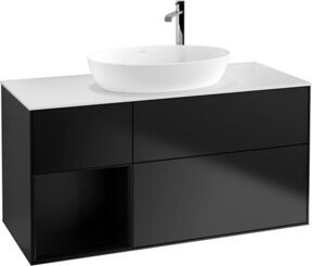 V&B Waschtischunterschrank Finion mit Wandbeleuchtung in Blau lackiert, Breite: 120 cm, Tiefe: 50,1 cm, Höhe: 50,1 cm - Bild 1