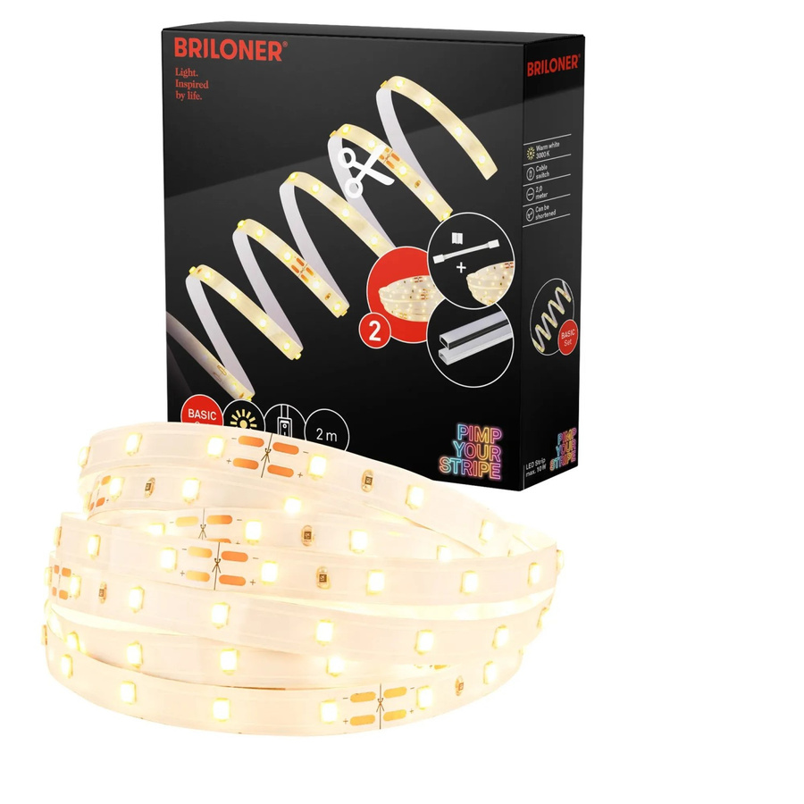 Briloner Pimp your Stripe LED-Band Starter-Set Warmweiß mit Fernbedienung, 2m Länge, Weiß - Bild 2
