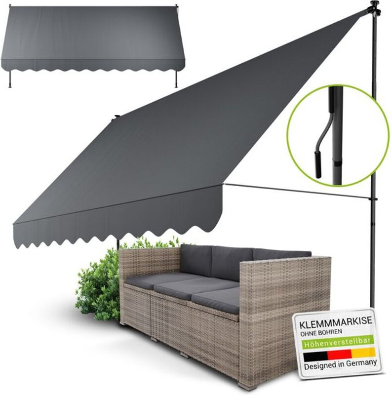 Juskys Klemmmarkise Kapstadt höhenverstellbar wasserabweisend Grau B/H: 400 x 120 cm - Bild 2