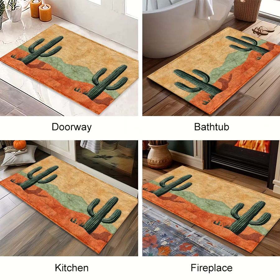 VIKAMA Teppich Orange Desert Cactus als Fußmatte oder Wohnzimmerteppich für dein Zuhause - Bild 3