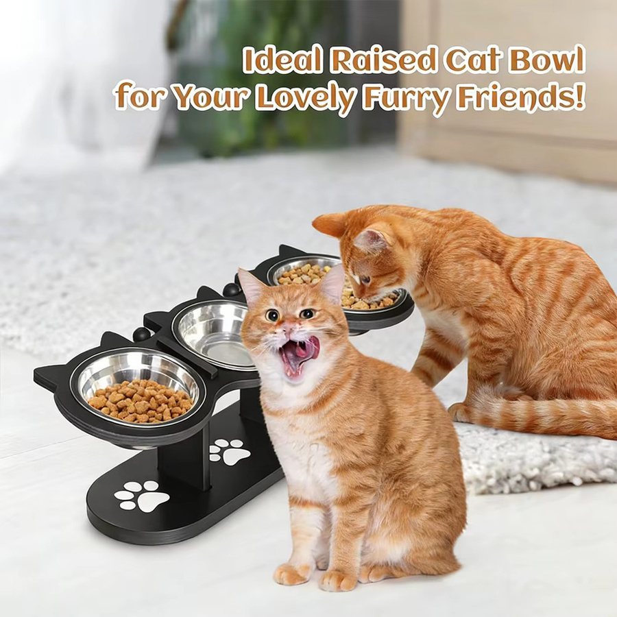 PETRAVEL Erhöhter Futternapf für Hunde und Katzen in Schwarz, B/T/H: 42,5 x 16,0 cm - Bild 5