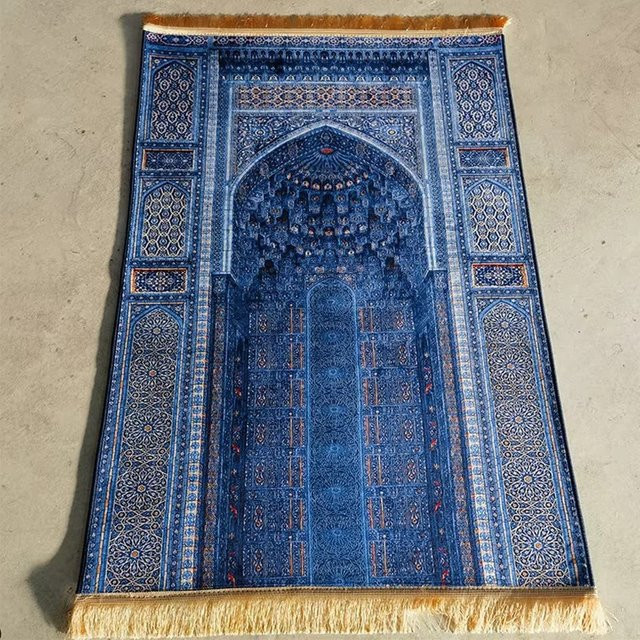 VIKAMA Islamischer Gebetsteppich in Blau mit orientalischem Design für Erwachsene - Bild 1