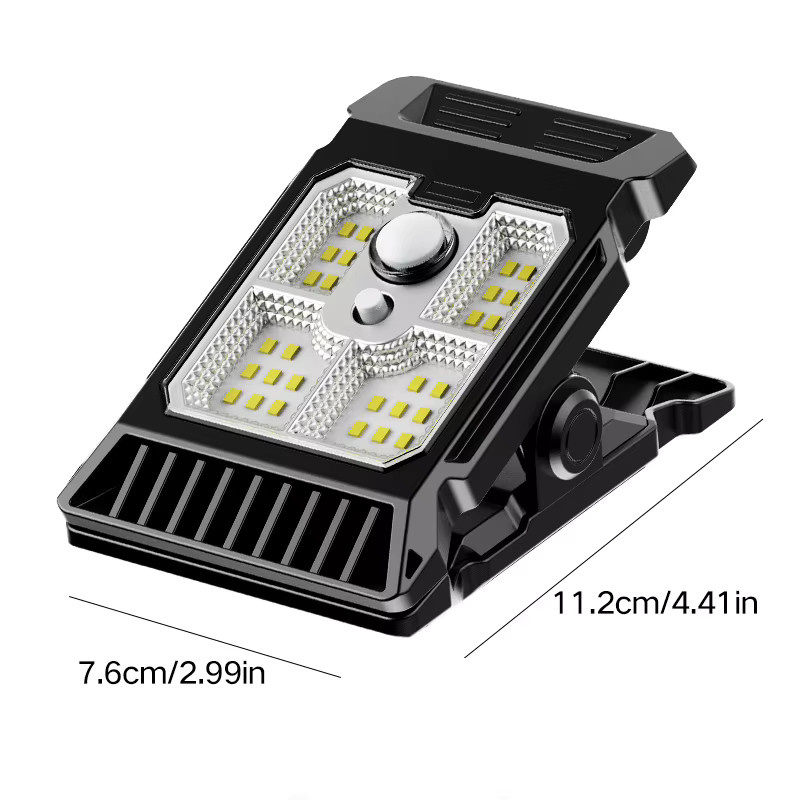 XIWANGFIRE Solar-Bewegungssensor-Leuchte mit Clip in Schwarz, wasserdichte Outdoor-Arbeitsleuchte für Garten und Camping mit 3 Modi - Bild 3