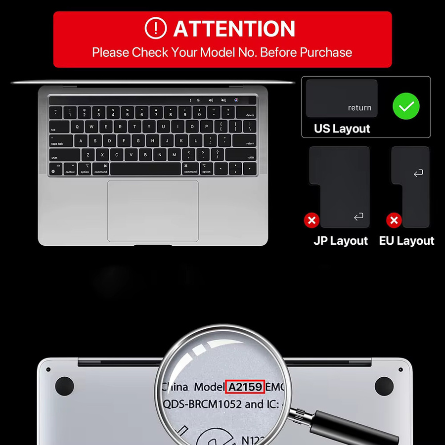 Transparente Tastaturabdeckung für Apple MacBook Air 13.6 Zoll und 15.3 Zoll (Modelle M4, M3, M2, Pro) - Bild 6