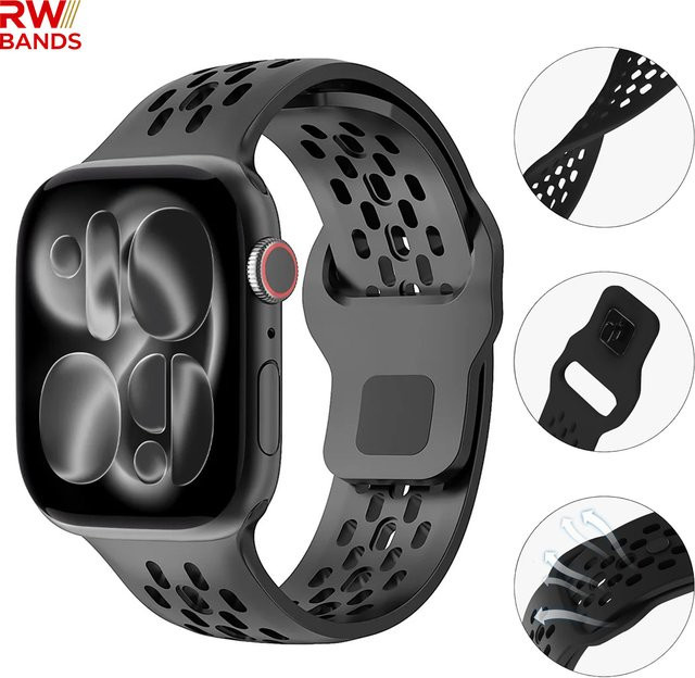 RWBANDS Uhrenarmband Silikon, Schwarz, Unisex - Bild 1