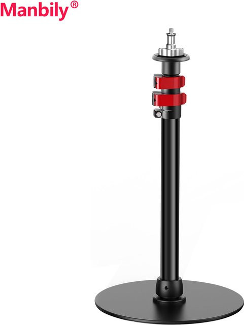 Manbily YP-200 Einbeinstativ aus Aluminium in Schwarz mit rundem Sockel und 28 mm Rohr für Projektoren und Studiolichter, maximale Belastbarkeit 10 kg - Bild 1