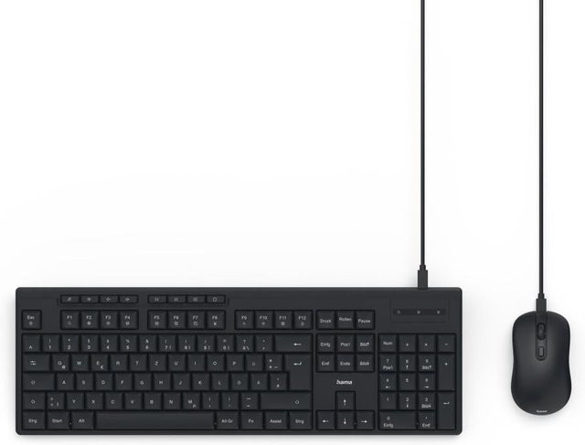 Hama USB-Tastatur-Maus-Set CKM-200, kabelgebunden, Membrane, QWERTZ DE, Schwarz - Bild 1