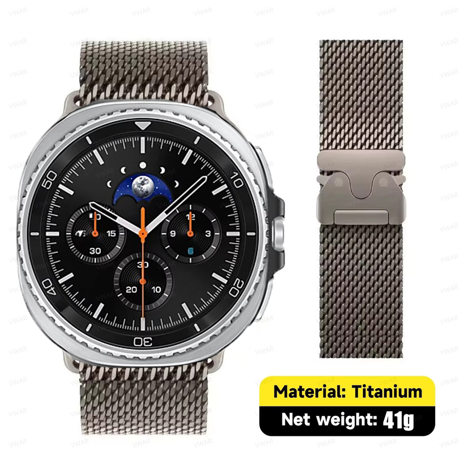 Vwar Uhrenarmband Titan, Milanaise, Schwarz, Unisex - Bild 2