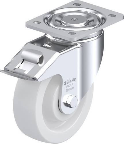 Blickle Lenkrolle LH-SPO 160K-FI mit Feststeller, Rad-Durchmesser: 16 cm, Tragfähigkeit: 850 kg, verzinkt und weiß - Bild 1
