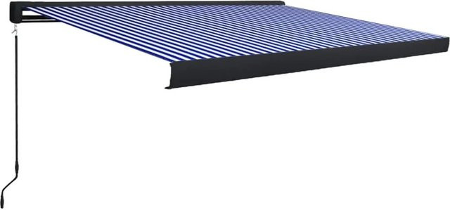 vidaXL Manuelle Kassetten-Markise aus Aluminium und Polyester, Blau-weiß gestreift, B: 400 cm, T: 300 cm - Bild 1