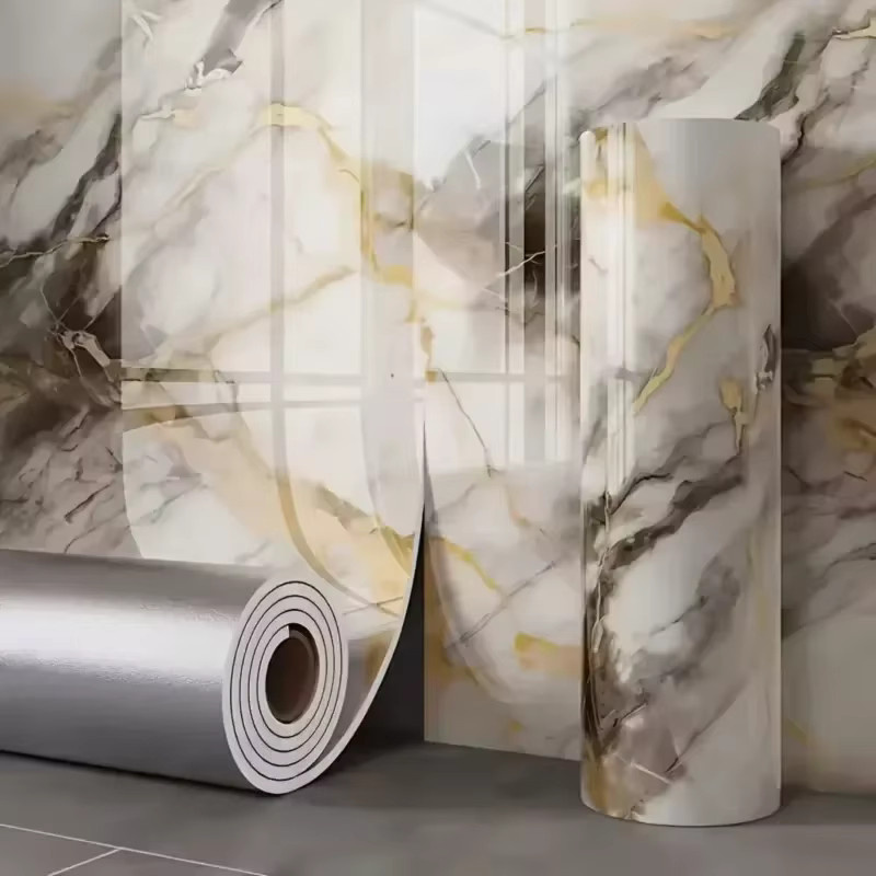 Trebalena Selbstklebende Wandtapete in Marmor-Optik mit Gold-Akzenten, Weiß/Gold, Wasserdicht und Öldicht - Bild 1