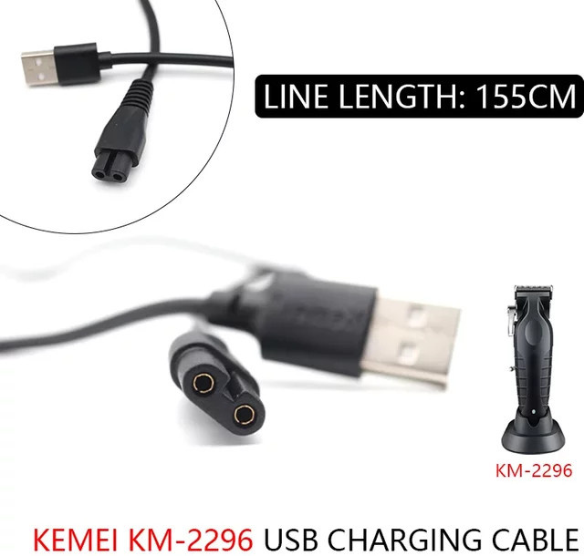 Kemei USB-C Ladekabel für Haarschneidemaschinen in Schwarz - Bild 1