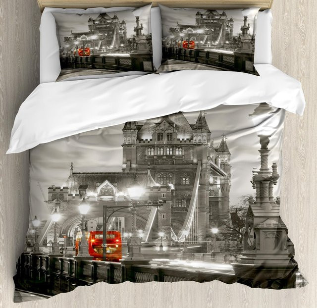 Binchi Outdoor Product Bettwäsche-Set London Retro mit Telefonzellen-Motiv, 3-teilig, Mehrfarbig, B/H: 150 x 200 cm - Bild 1
