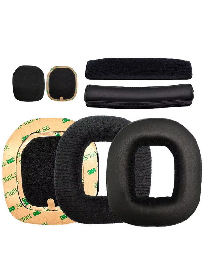 Ersatz-Ohrpolster und Stirnband-Set für Logitech Astro A50 A10 A20 A40 Kopfhörer in Schwarz aus Leder und Samt - Bild 4