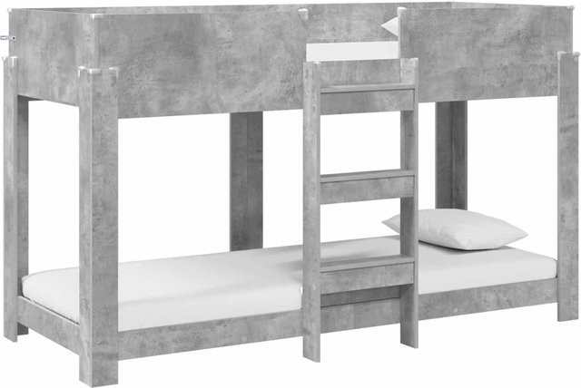 vidaXL Etagenbett für Kinder in Betongrau aus Holzwerkstoff mit modernem Design, B/T/H: 75 x 190 x 117 cm - Bild 1
