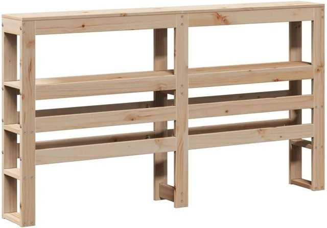 vidaXL Kopfteil mit integrierten Ablagen aus Massivholz Kiefer in Braun, Breite: 126 cm, Höhe: 85 cm, Tiefe: 19 cm - Bild 1