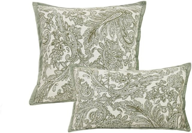 JMG Clothing Kissenbezug aus französischer Chenille und Jacquard-Samt in Grün mit floralem Design, B/H: 30 x 50 cm - Bild 1