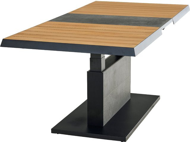 Gartentisch Mondo Latea aus Teakholz und Metall in Anthrazit, Braun und Grau, modern mit Keramikplatte - Bild 1