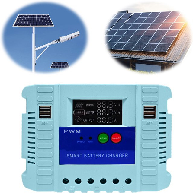 ALLOYSEED Solarladeregler für Blei-Säure-Batterien in Weiß, 12V 24V - Bild 1