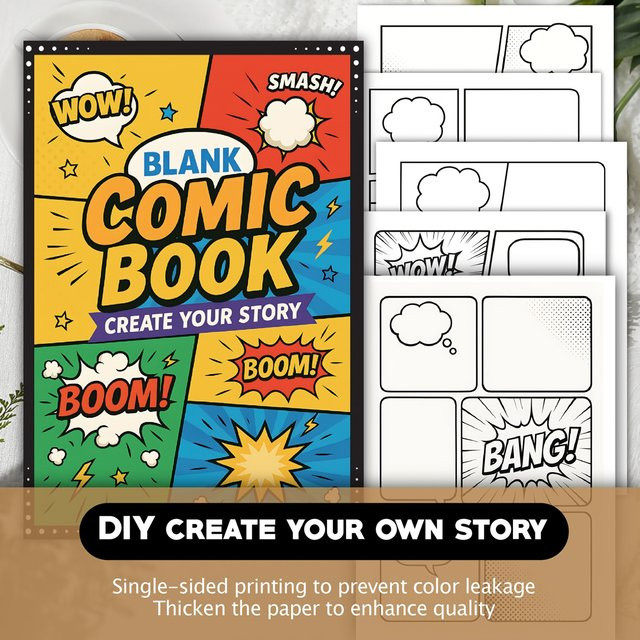 Manga Skizzenbuch mit 30 Blättern, Blanko Comic-Zeichenbuch für DIY-Grafikromane in Mehrfarben - Bild 1