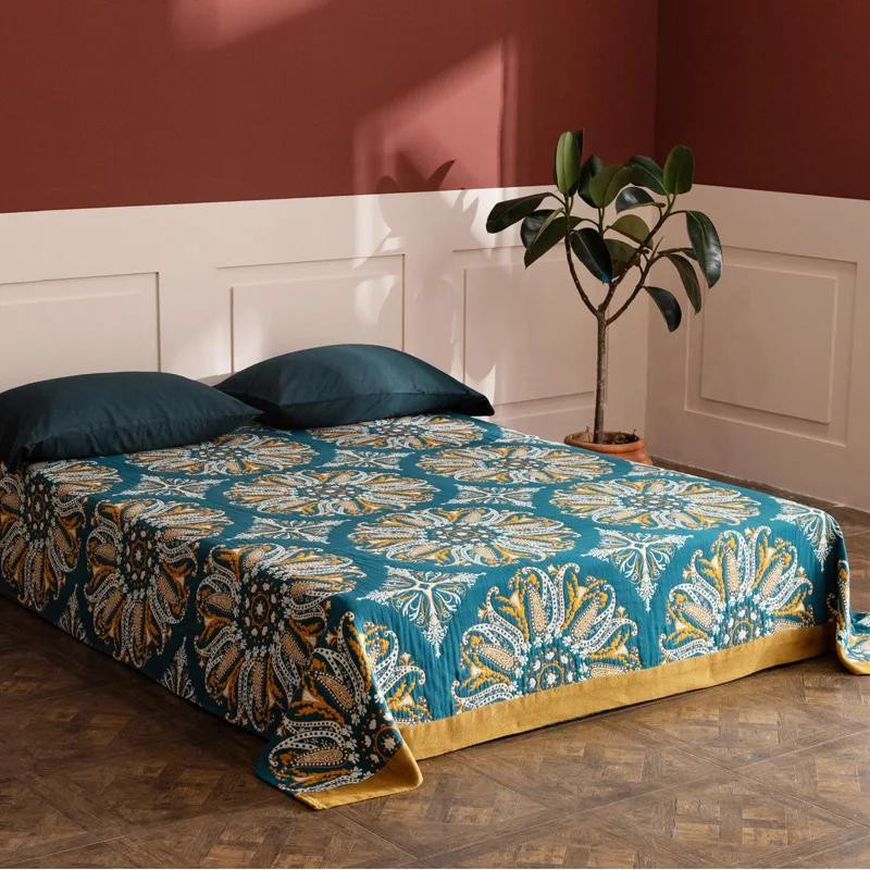 Böhmische Baumwolldecke von Your Warm Home in Multicolour mit floralem und ethnischem Design, gesteppte Gaze-Decke für Bett oder Sofa, B/B: 150 x 200 cm - Bild 3