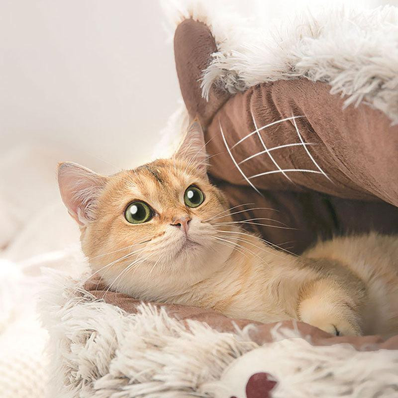 Waschbares Haustierbett aus Plüsch für Katzen und kleine Hunde in Grau oder Braun, Durchmesser: 40 cm - Bild 2