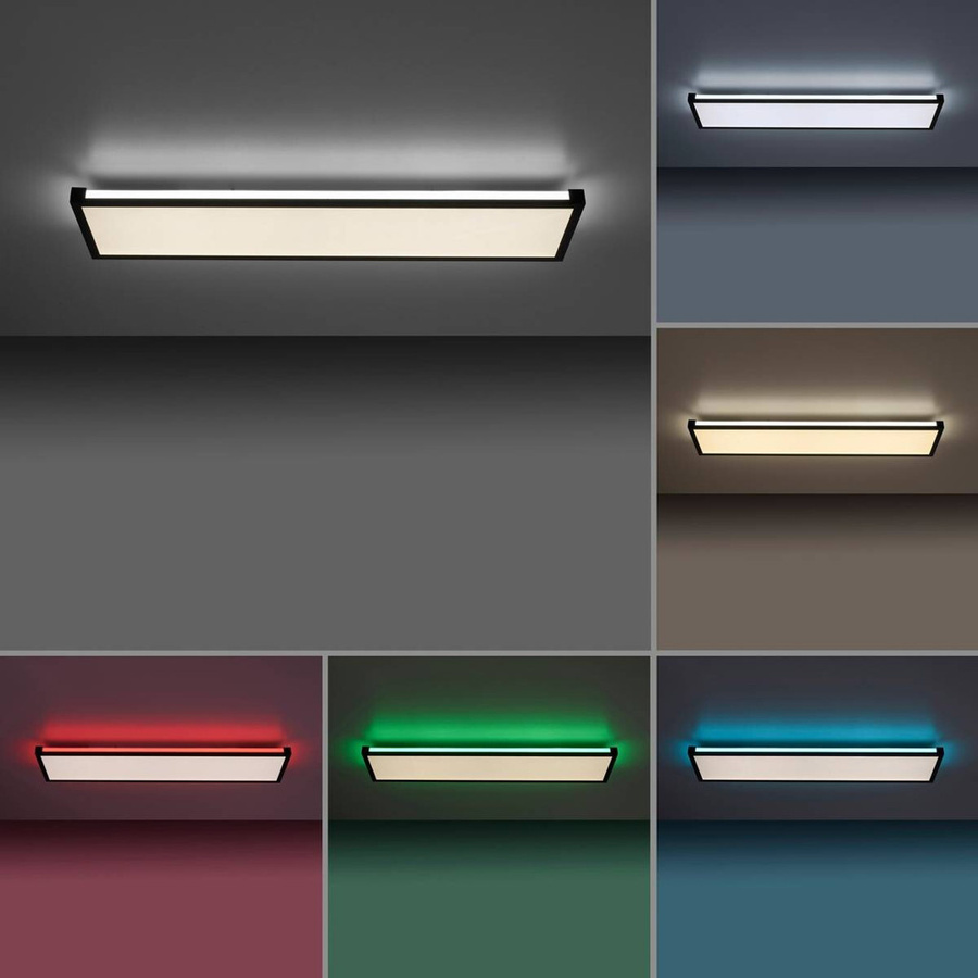 Just Light LED-Deckenleuchte Mario Schwarz, dimmbar mit Fernbedienung, B/H/T: 100 x 25 x 7,1 cm - Bild 2