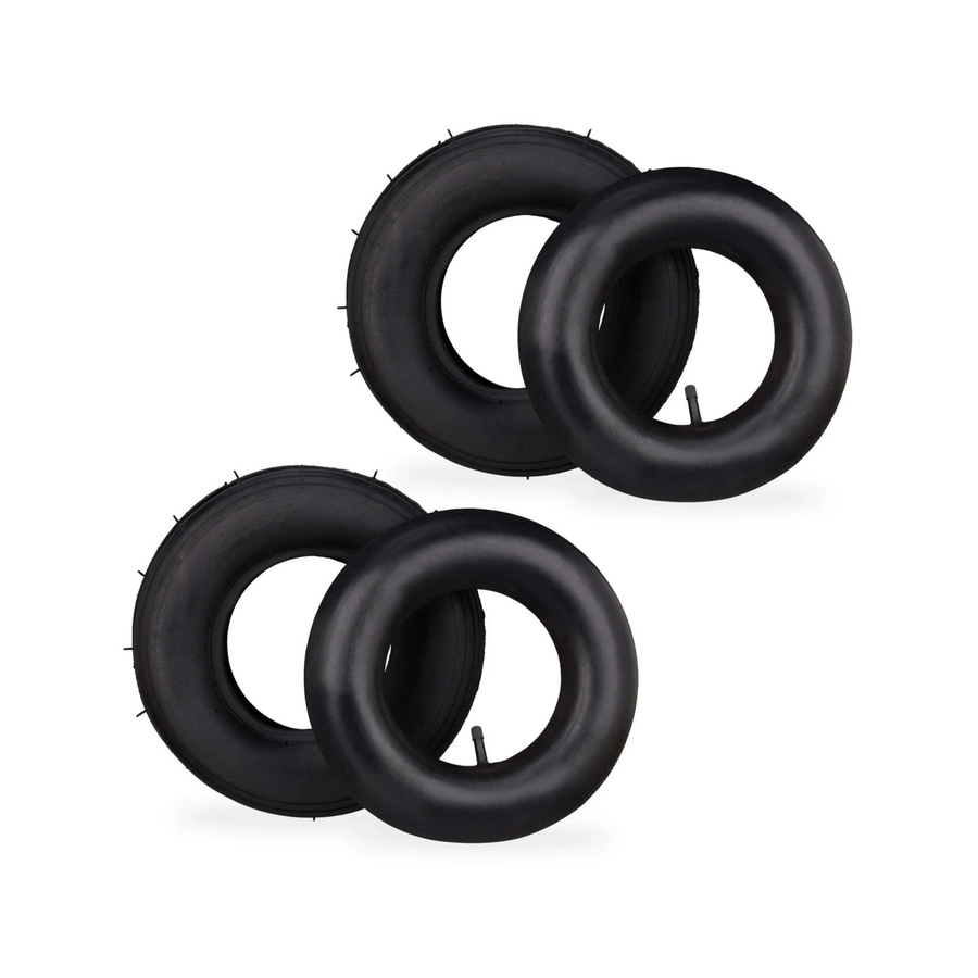 Relaxdays Schubkarrenrad 2er Set Gummi Schwarz Luftbereift mit Schlauch, Durchmesser: 31 cm, Breite: 8 cm, Gewicht: 1 kg - Bild 2