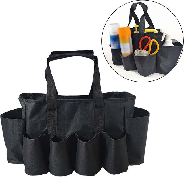 DAZZLEEX Gartengeräte-Tragetasche aus Polyester in Schwarz, tragbarer Reinigungs-Caddy mit Griff als Organizer für Werkzeug und Zubehör - Bild 1