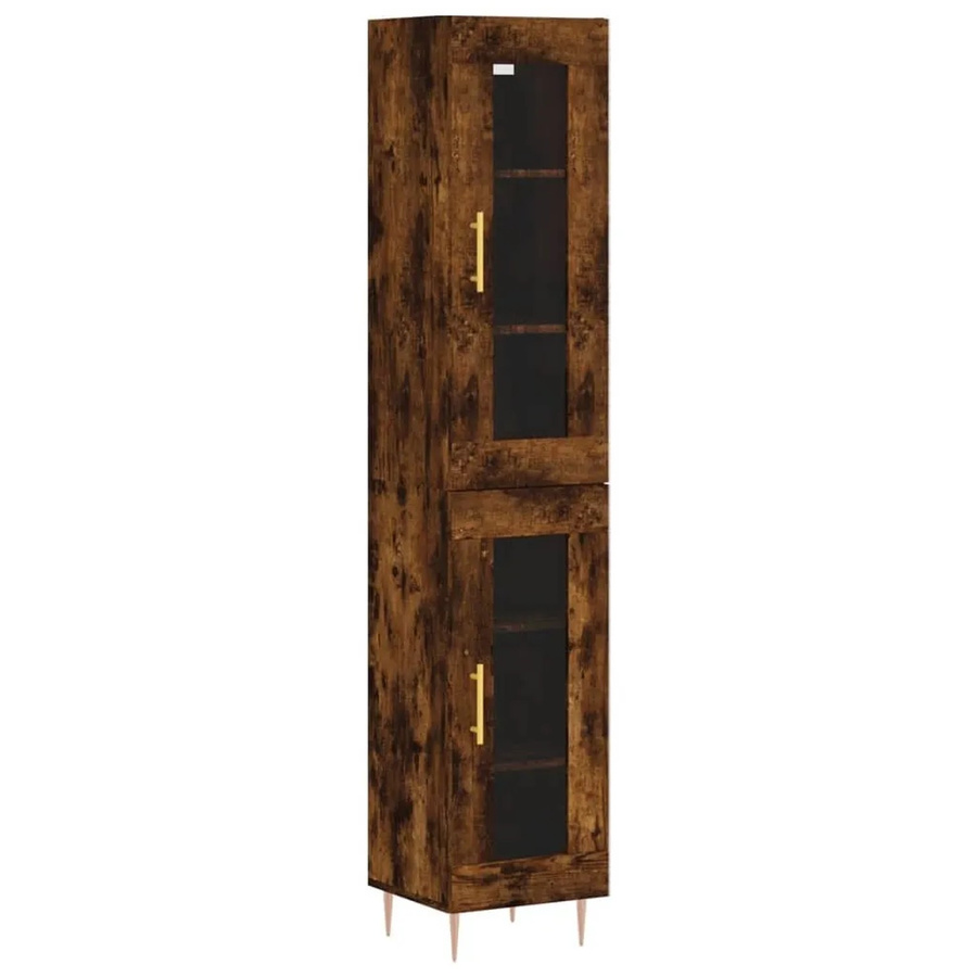 vidaXL Highboard Räuchereiche mit Glastüren und Regalen, B/T/H: 34,5 x 34 x 180 cm - Bild 2