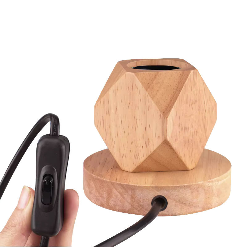 PARKSON Retro Holz Tischlampe mit E27 Fassung für Wohnzimmer, Schlafzimmer und Bar - Bild 2