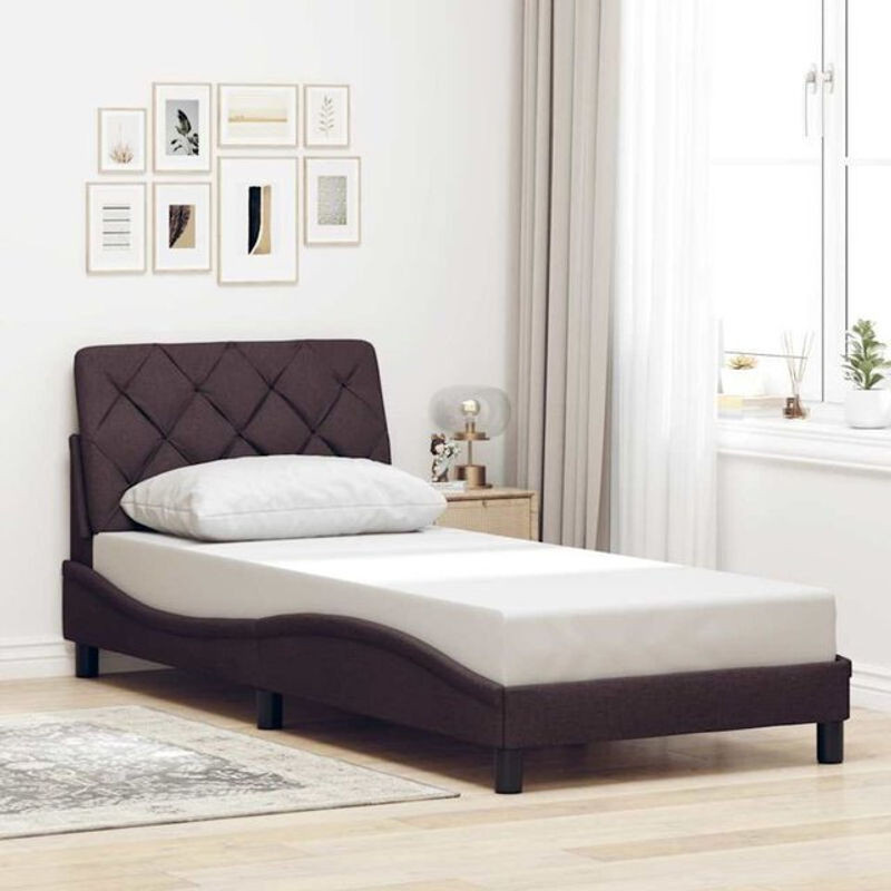 Modernes Polsterbett vidaxl aus Stoff und Metall in Braun, B/T/H: 90 x 200 cm - Bild 1