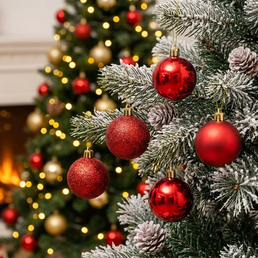 24 Stück bruchsichere Weihnachtskugeln von Trebalena in Rot als hängender Baumschmuck für Weihnachten, Hochzeit und Party - Bild 3