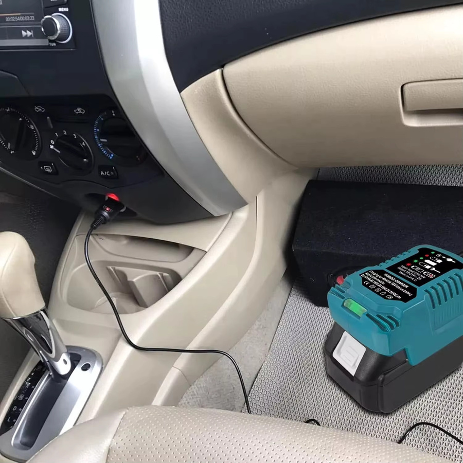 Makita Mini Compact Auto Ladegerät für 18V LXT Li-Ion Akkus BL1860 BL1830 mit Zigarettenanzünder Stecker und LED in Blau - Bild 4